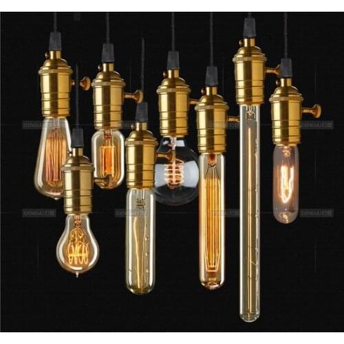 Whole set of lamp with 8 single-head brass E27 incandescent bulbs vintage edison pendant light lamp for home lighting lamp
