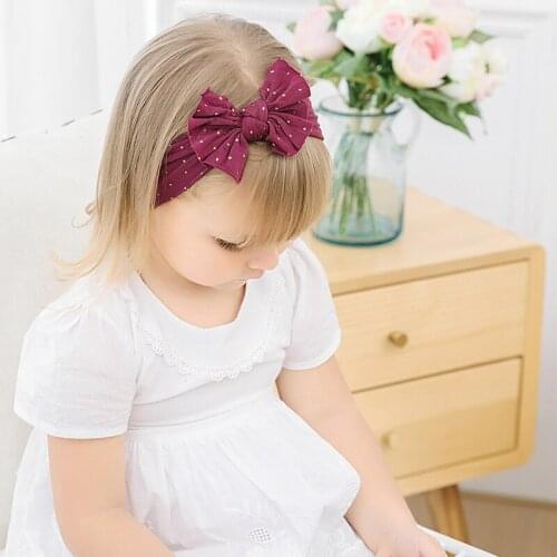 18pcs/lot Gold Polka dot Knot Bow Nylon Headband Knot Bow Headwrap For Baby Girls One size fits all
