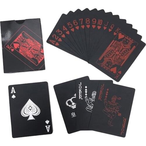 PVC Plastic Playing Cards Set Trend 54pcs Deck Tricks Tool Pure Black Magic Box-packed 100% Brand New Durable Party Supplies