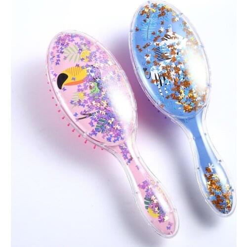 1pcs Cute Animal Massage Comb Shower Wet Hair Brush Sequins Anti-static Hair Brush Salon Hair Styling Tools