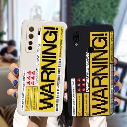 Silicone Phone Cases For OPPO A9 A5 A3S A12E A7 A5S AX7 A7N A12S A11K A8 A31 F9 Pro Warning Lable Bar Fashion Shockproof Cover