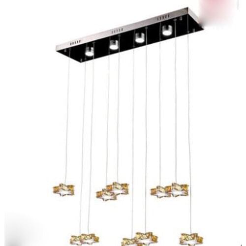 Led crystal chandelier living room lamp three bar chandelier modern minimalist rectangular creative star restaurant lights LED