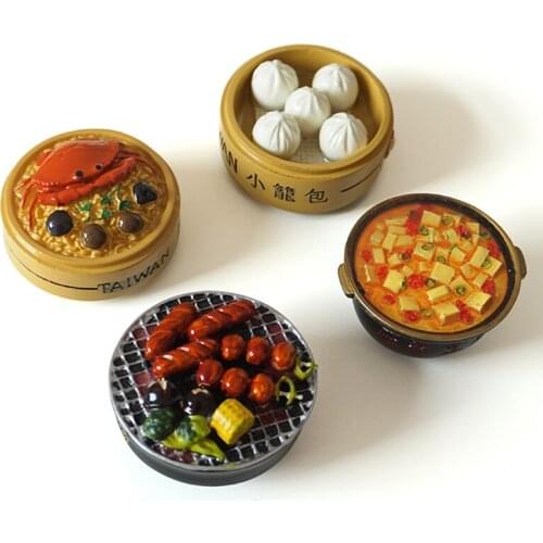 Taiwan Cuisine Snack Series Grilled Sausage Corn Pastry 3D Fridge Magnets Tourism Souvenir Refrigerator Magnetic Stickers