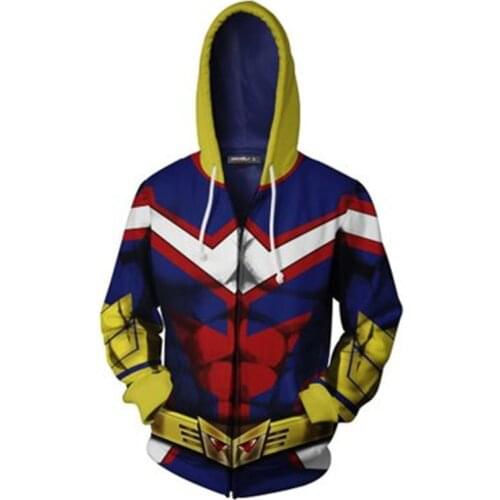 My Boku no Hero Academia Cosplay Kohei Horikoshi Hoodie Gym All Might Costumes Sweatshirt Coat Top For Men Women Boys Girls