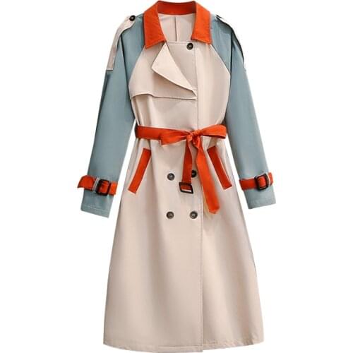 Trendy Splicing Elegant Spring Autumn New Giubbotto Donna Sobretudo Feminino Trench Coat Women Long Coat Chamarras De Mujer