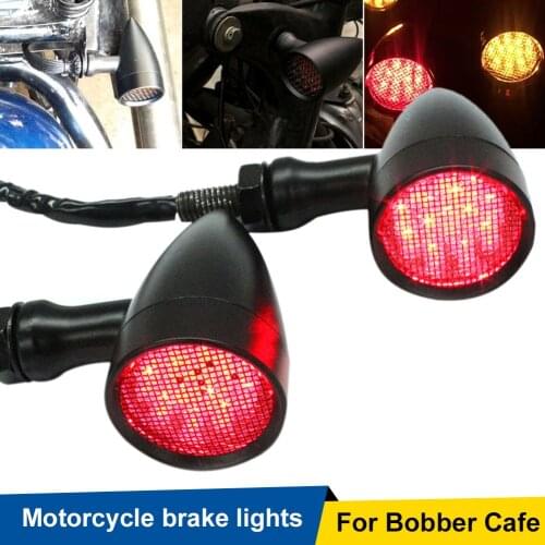 Motorcycle Turn Signal Lights 12V Vintage Bullet Blinker LED Driving Light Indicator Front Rear Aluminum Shell for Bobber Cafe