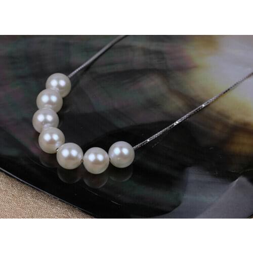 Gorgeous AAA 18" 8-9MM NATURAL SOUTH SEA WHITE PEARL SILVER NECKLACE