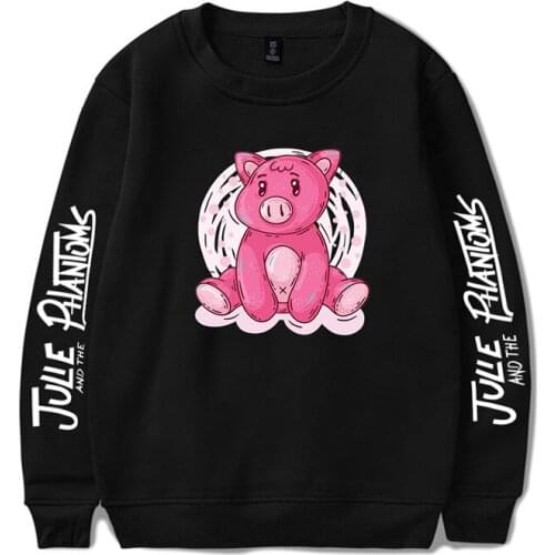 Funny Fashion Cartoon Pink Pig Kawaii Hoodie Pullover Men Women Capless Sweatshirts Long Sleeve Couple Hoodies White Black Tops