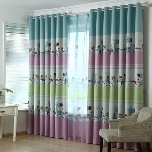 Cartoon Horse Blackout Curtains for Children Living Room Kitchen Bedroom Blinds Finished Drapes for Girls and Boys