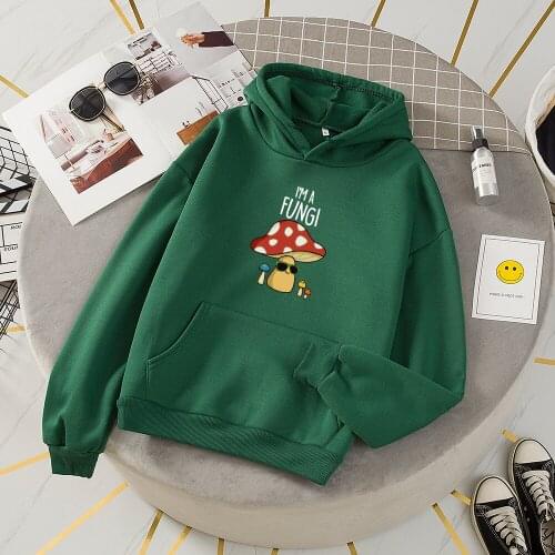 Plus Size Streetwear Hoodie Oversized Kpop Sweatshirts Cool Print Mushroom Letter Woman Hoodies Sweatshirt Womens Youth Clothing