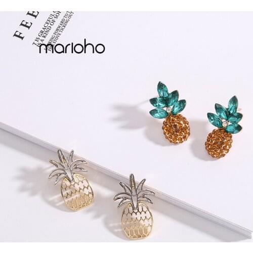Womens Fashion Trend Green Yellow Shiny Rhinestone Pineapple Earrings Wild Metal Hollow Geometric Earrings Jewelry Accessories