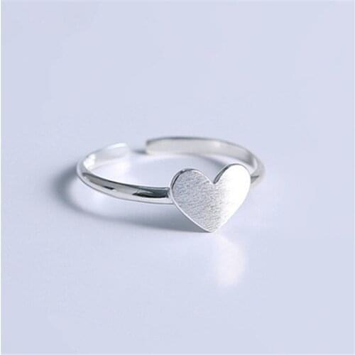 925 Sterling Silver Heart Shape Rings For Women Wedding Christmas Jewelry Adjustable Size Anillos jz545