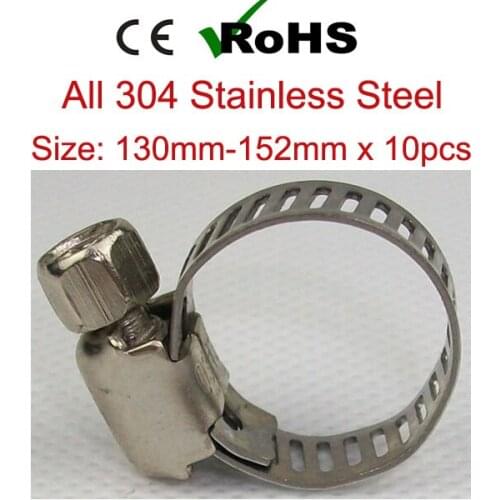 130mm-152mm x 10pcs American Type SS304 Stainless Steel Tube Pipe Clamps Clips for Water Hose