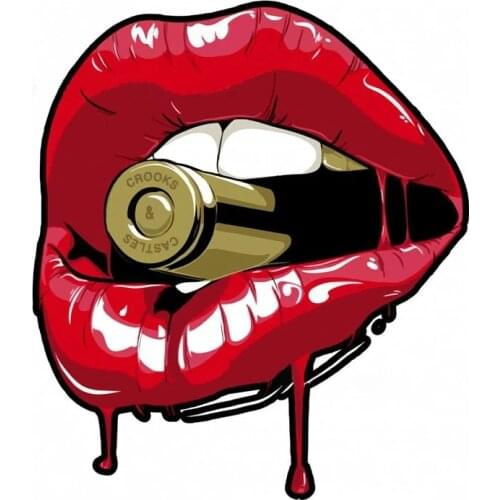 14*16cm 3D Cartoon Red Lips Bullet Car Sticker Vinyl Motorcycle Scratch Body Decoration Fashion Auto Styling