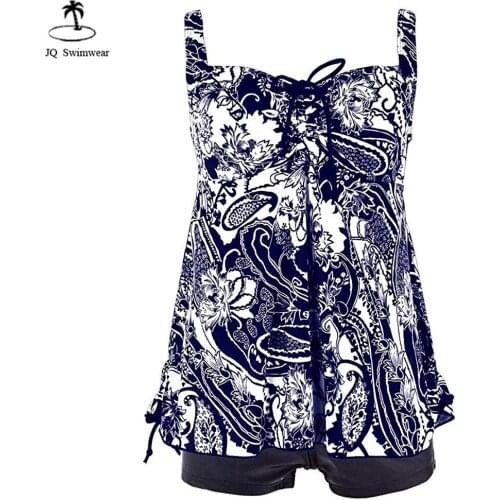 2019 Tankini Women Plus Size Vintage Tribal Two Pieces Tankini Swimdress Beach Wear Swimming Suit Tankini,S-5XL