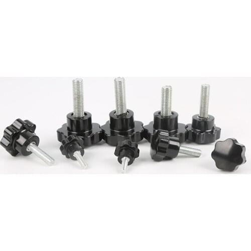 4pcs M6 Seven stars Torx Decorative Plastic Head Hand Screws Tightening Knob Screw Office furniture bolts 10-50mm length