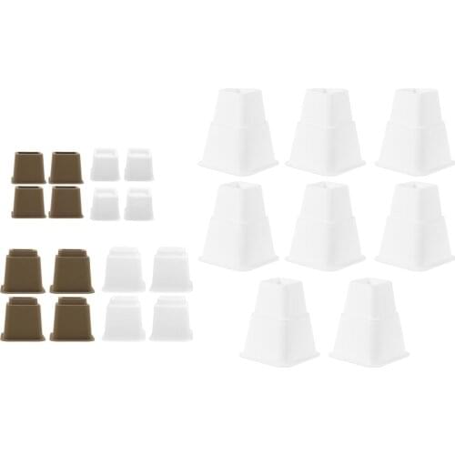 4Packs Heavy Duty Bed Risers Furniture Risers Plastic White/Brown Elephant Feet