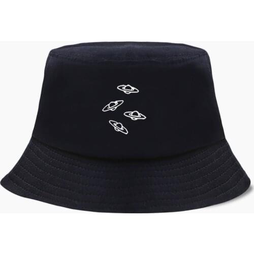 Alien UFO Harajuku Panama Cap Bucket Hats Fishing Hat Women Men Bob Panamas Fisherman Foldable Chapeau Sun Prevent Street Wear
