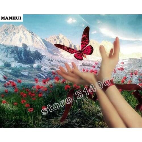 Full Square Diamond 5D DIY Diamond Painting Butterfly lands Embroidery Cross Stitch Rhinestone Mosaic Painting Home Decor BCD359