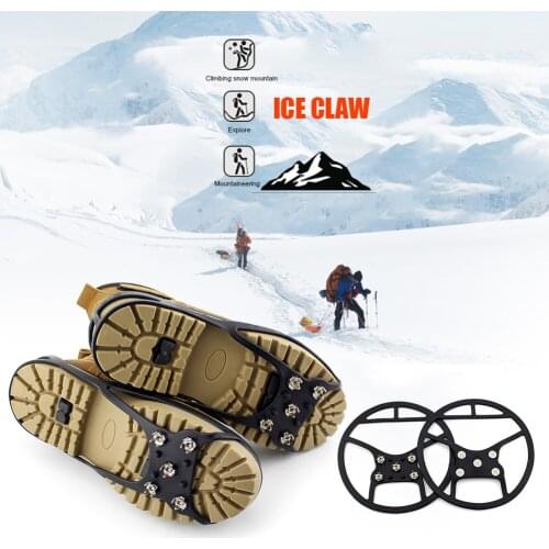 Climbing Crampons 5 Studs Anti-Skid Ice Snow Camping Walk Shoes Spike Grip Outdoor Winter Walk Camping Anti Slip Shoes Cover