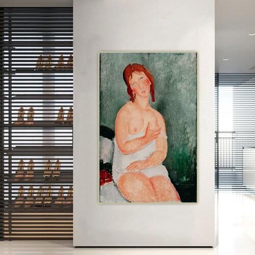Amedeo Modigliani《Young Woman in a Shirt,1918》Canvas Art Oil Painting Artwork Poster Picture Wall Hanging Decor Home Decoration