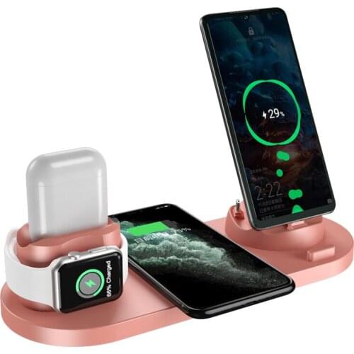Ws5 6-in-1 Mobile Phone Wireless Charger For Apple Android Phones Dock Mobile Wireless Charger For Xiaomi Huawei