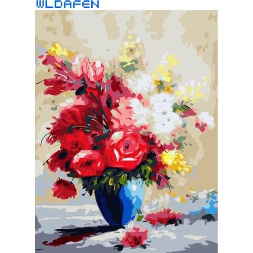 Frameless Picture Vintage Flower DIY Painting By Numbers Europe Hand Painted Oil On Canvas Acrylic Paint For Home Decor