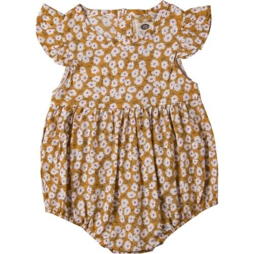 Baby Girl Bodysuit Infant Kid Floral Jumpsuit Toddler Fly Sleeve Bodysuit Summer Baby Clothes Newborn Princess Outfit 0-24M