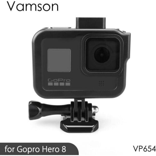Vamson Housing Shell For GoPro Hero 8 Black Hard Protective Cage Lens Case For Go Pro Hero8 CNC Aluminum Alloy Accessories VP654