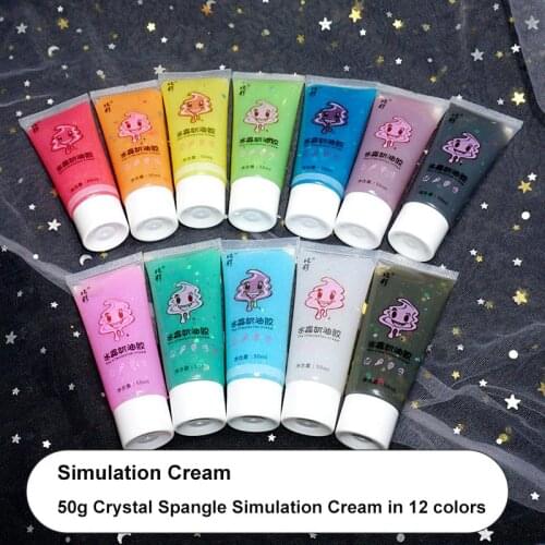 Enablefancy - 12 Colors 50g Magic Crystal Spangle Simulation Cream Glue Gel DIY PhoneCase Cooking Cake Accessories Handmade Gift