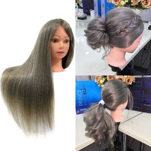Mannequin Head 3D Eye With Long 85% Real Hair Styling Training Head Dummy Dolls Tete De Cabeza For Hairdresser Braiding Practice