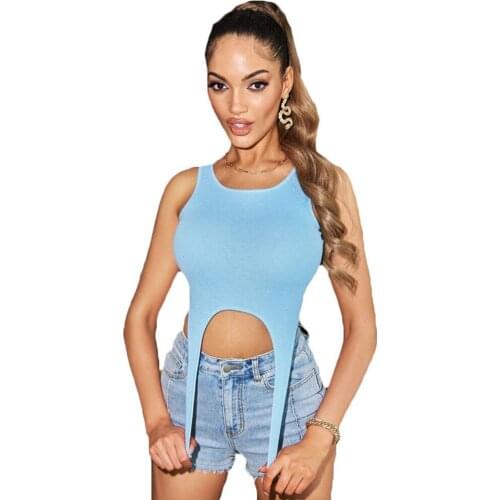 IR-CKERT Solid Color Slim-fitting Vest New Summer Fashion Womens Suspenders Round Neck Sleeveless Sexy Ladies Casual Short Top