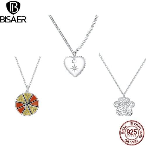 BISAER Infinity Symbol Necklace 925 Sterling Silver Infinity Love Zircon Chain Link Jewelry Adjustable Necklace EFN203