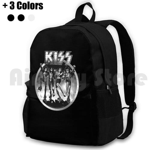 Kiss Band Members-Metal Logo Design Outdoor Hiking Backpack Riding Climbing Sports Bag Kiss Kiss Fan Art Kiss Band Kiss Music