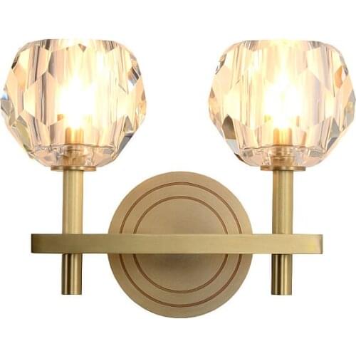 Nordic Style Copper LED Wall Light Simple Crystal Wall Lamps Home Lighting Fixtures Bedroom Living Room Luminaire Arandela