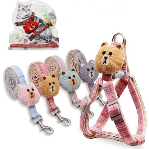 Nylon Dog Cat Collar Harness Walking Lead Leash And Adjustable Pet Traction Harness Belt For Small Pets