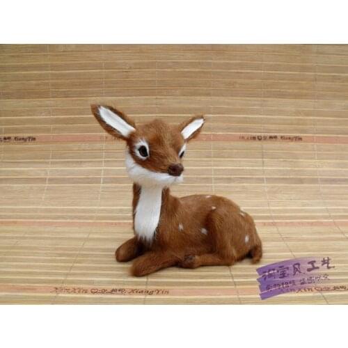 New simulation small deer toy polyethylene & furs sitting deer doll gift about 14x8x12cm 0913
