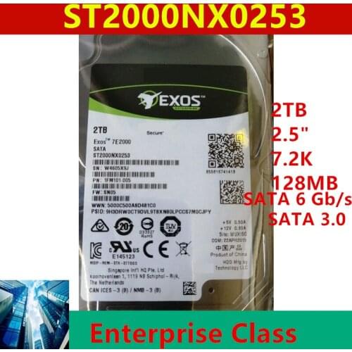 New HDD For Seagate Brand 2TB 2.5" 7.2K SATA 6 Gb/s 128MB For Internal HDD For Enterprise Class HDD For ST2000NX0253
