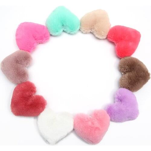 Heart Shape Pom Pom Pendent Faux Rabbit Pom pon for Women Shoes Handbag Keychain Phone Fashion Diy Pendent Accessories