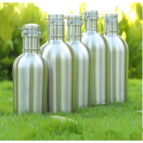 32OZ/64OZ Stainless Steel Homebrew Beer Growler Portable Beer Barrel Secure Swing Top Lid Craft Beer Bottle