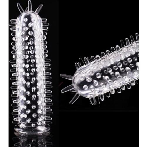 Crystal lasting condom dot Penis sleeve delay enlargement sex products spike Clitoris thorn erection aid extend sex toys for men