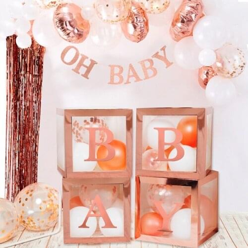 12inch Transparent Rose Gold Box with EID Letters Stickers Ramadan Kareem DIY Decoration EID Mubarak Muslim Islamic Supplies