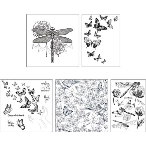 Clear Stamp Set Silicone DIY Printing Dragonfly/Butterfly Stamp for Album Paper Card Making Craft Scrapbooking Stamp My Account