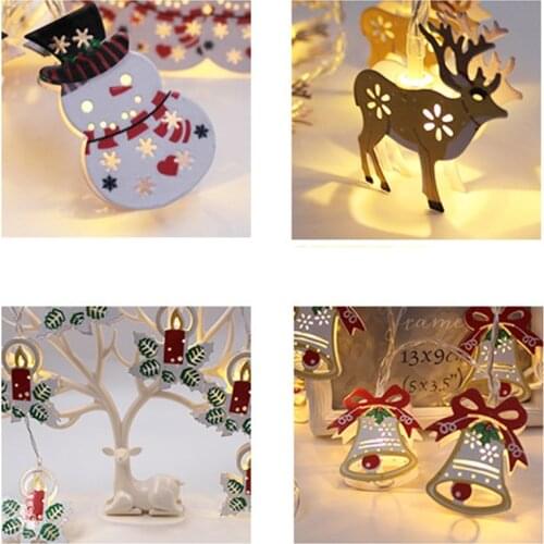 Christmas String Lights 1.8M 10Led Xmas Tree Decor Elk Snowman Bell Candle Shaped Battery Operated Festival Party Home Decor