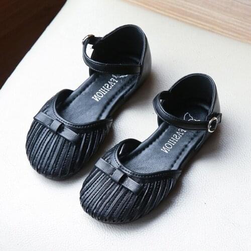 Gladiator Children Fashion Sandals Bow Girls Princess Leather Shoes Big Kids Flats Summer Casual Beach Sandals 2021 New 26-36
