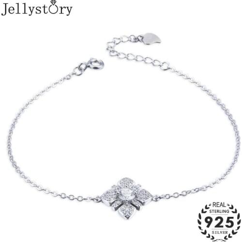 Jellystory Silver Bracelet Argent 925 for Women Flower-shaped Zircon Gemstones Fashion Fine Jewelry Wedding Birthday Party Gifts