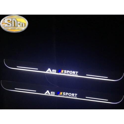 SNCN 4PCS Car LED Door Sill For Audi A5 S5 RS5 Sedan 2008 - 2019 Ultra-thin Acrylic Dynamic LED Welcome Light Scuff Plate Pedal