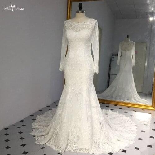 LZ255 Yiaibridal Vestido De Noiva Beading Wedding Dress Ivory Lace Mermaid Sequined Bridal Dresses Robe De Mariee