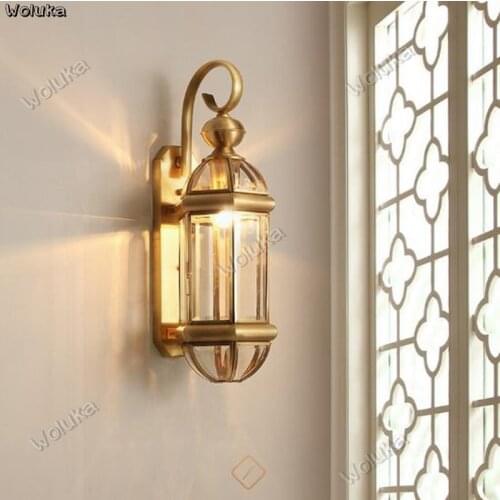 Lighting All Copper Wall Lamp Waterproof Retro Courtyard Corridor Aisle Balcony Exterior Wall Stair Wall Light CD50 W03