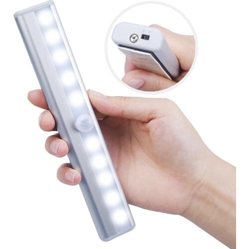 Battery Operated 6/10 LEDs 98/190mm Led Under Cabinet Light PIR Motion Sensor Wardrobe Cupboard Closet Kitchen wall night light